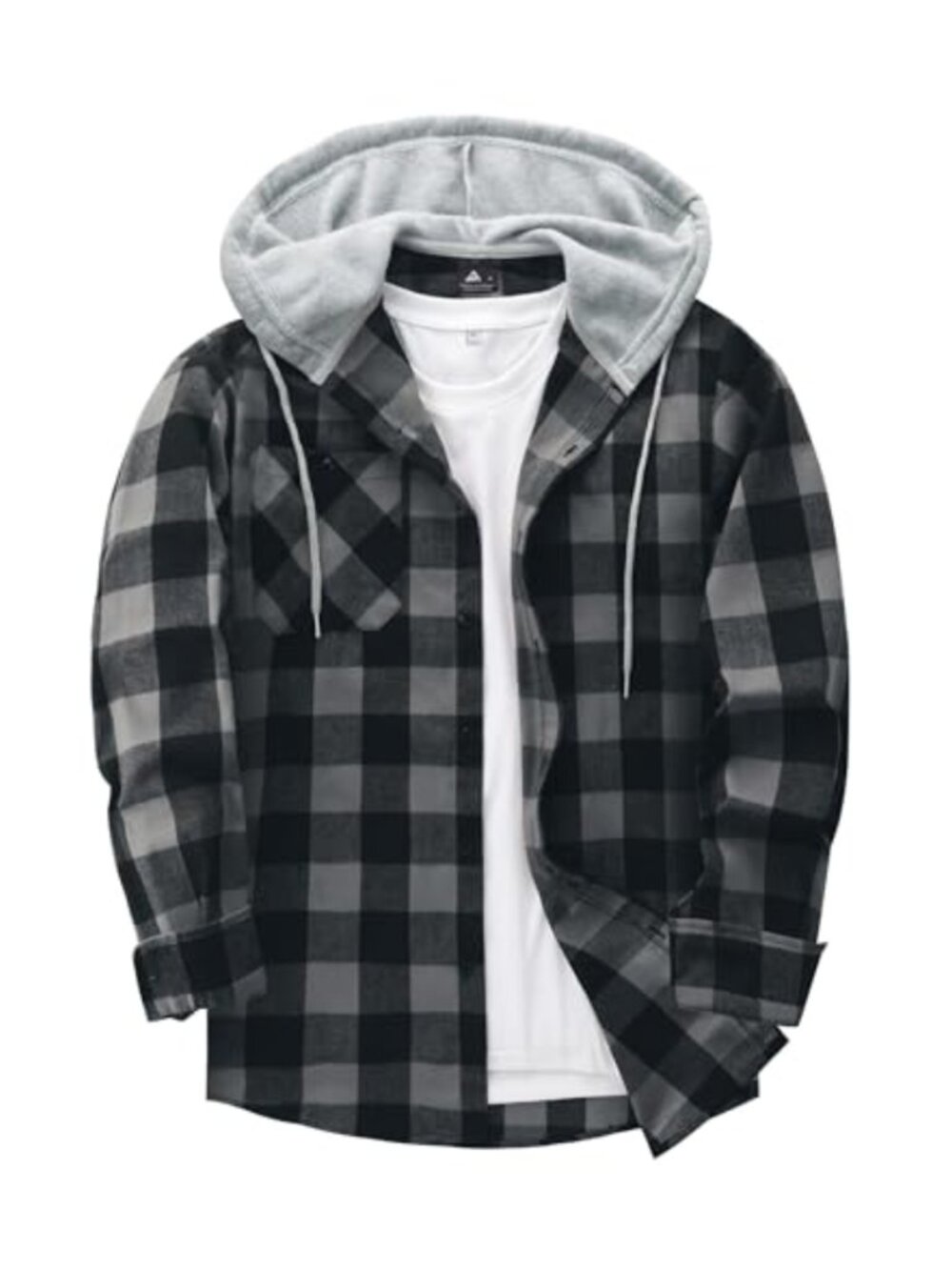 Men's Flannel Hooded Button Down Shirt Long Sleeve Plaid Work Shirt
